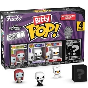 Disney Bitty Funko Pop Nightmare Before Christmas 4 Pack + Case
